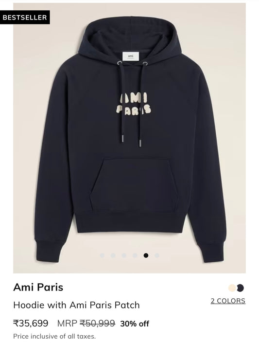 AM I PARIS DARK BLUE HOODIE