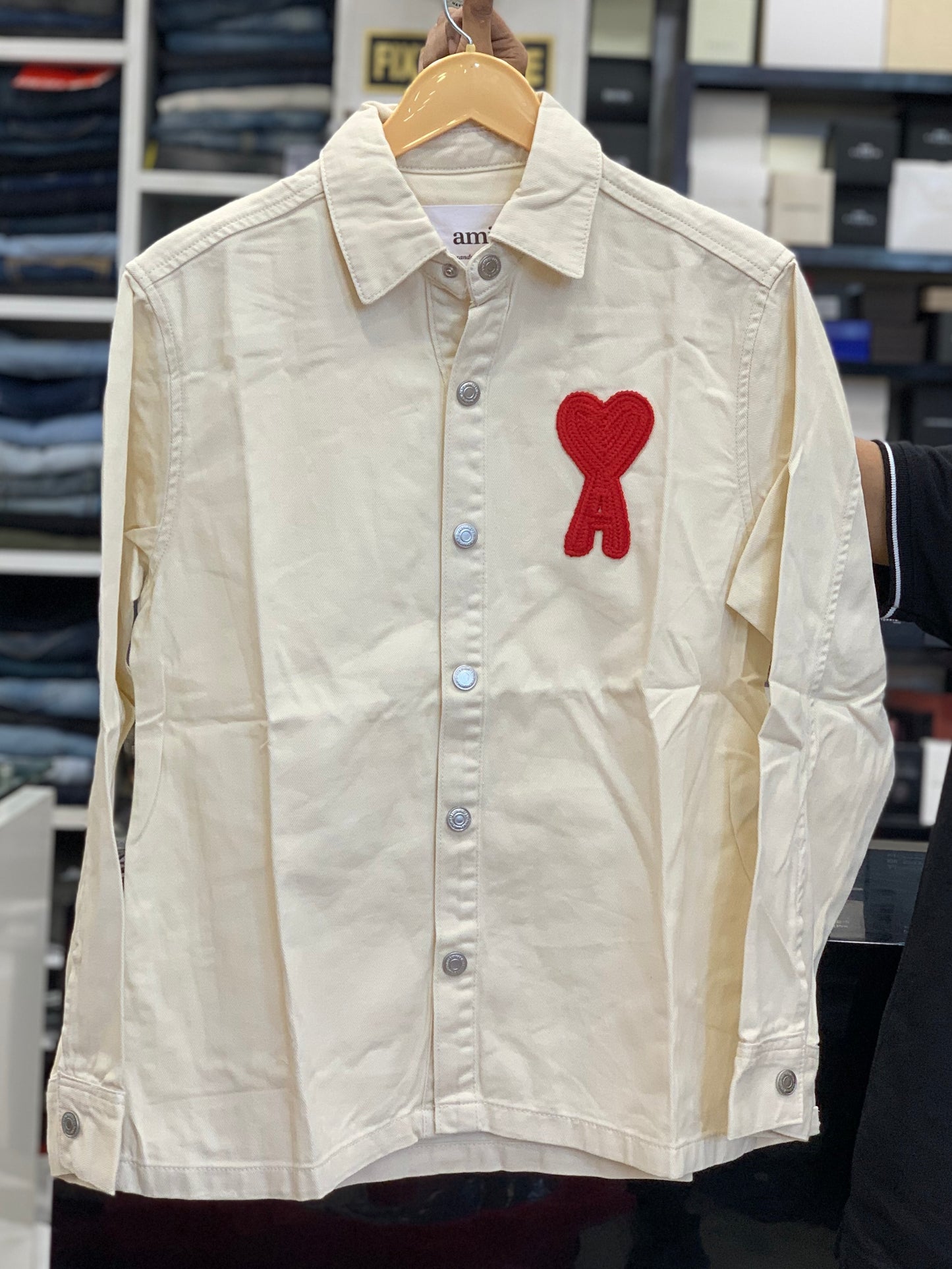 AM_I DENIM SHIRT WITH EMBROIDERED LOGO