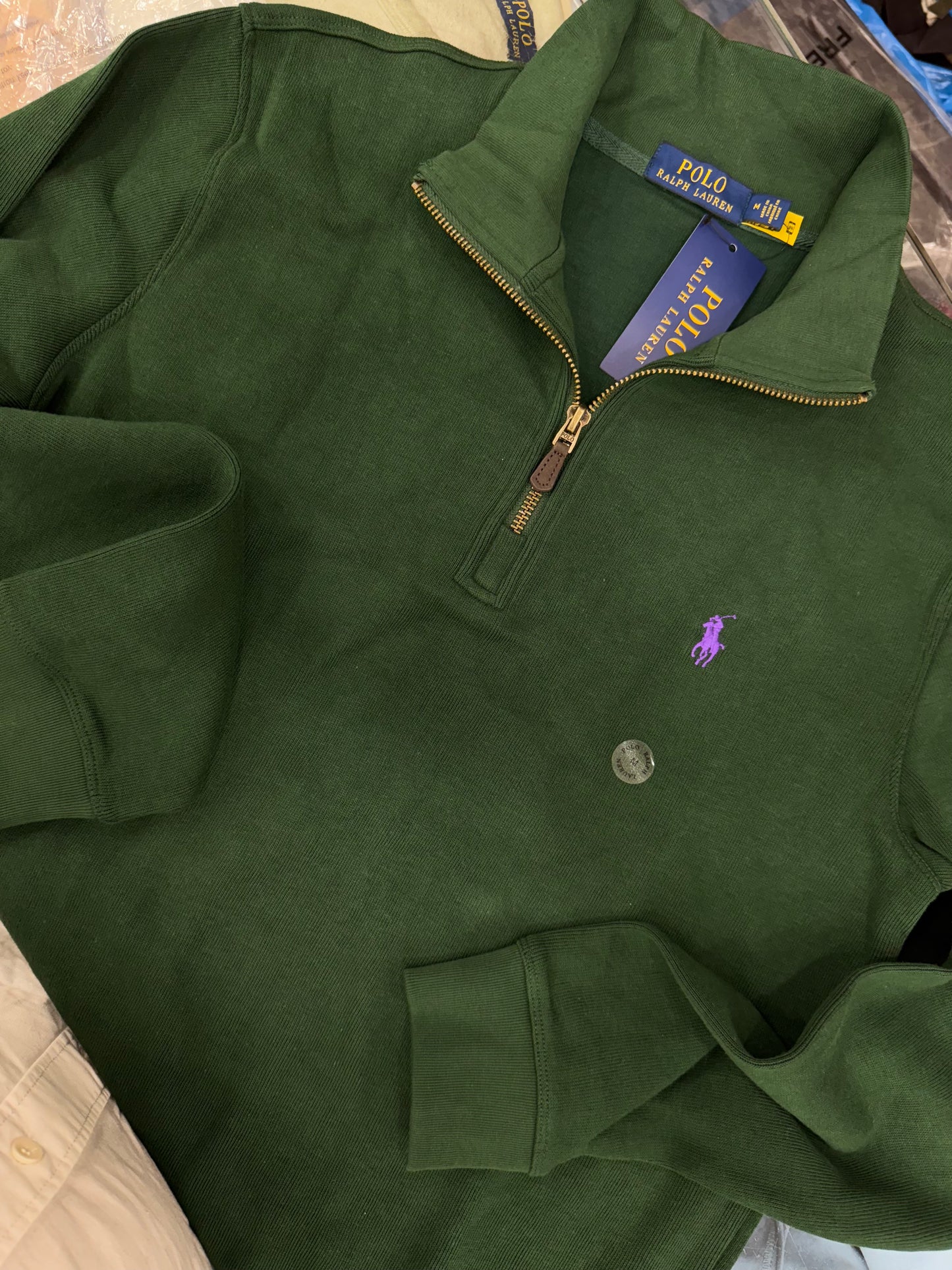 POLO GREEN HALF ZIP PULLOVER