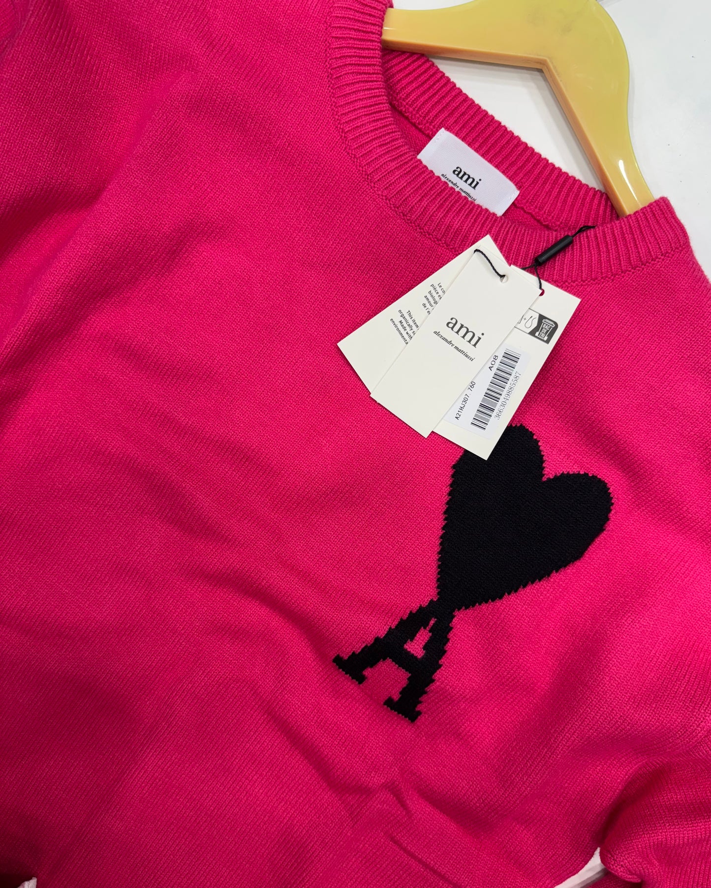 AM I PARIS HOT PINK KNITTED PULLOVER