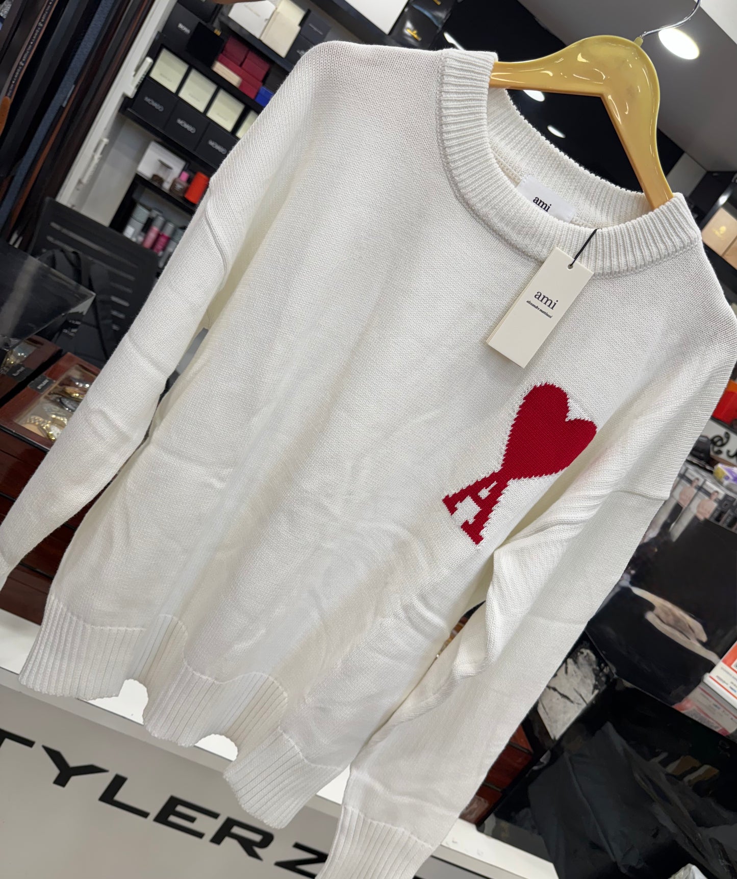 AM I PARIS WHITE KNITTED PULLOVER