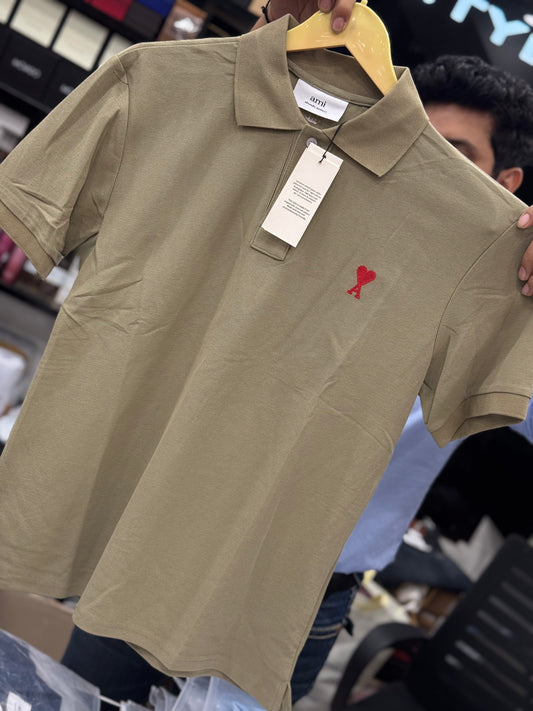 Am_i Paris Olive green polo shirt