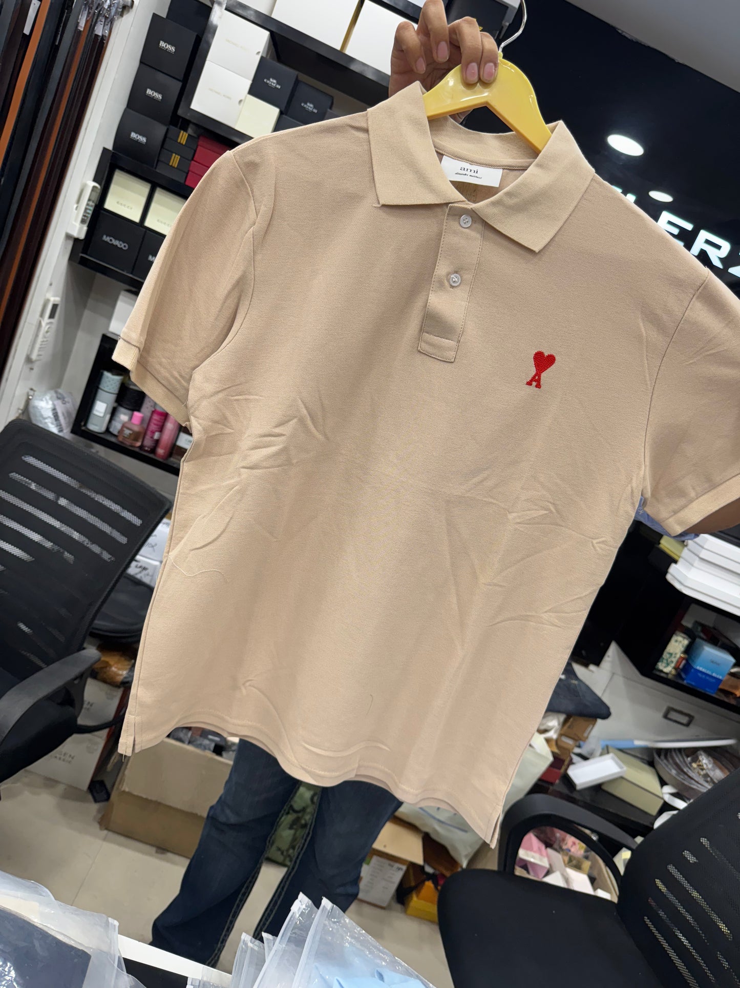 Am_i Paris beige polo shirt