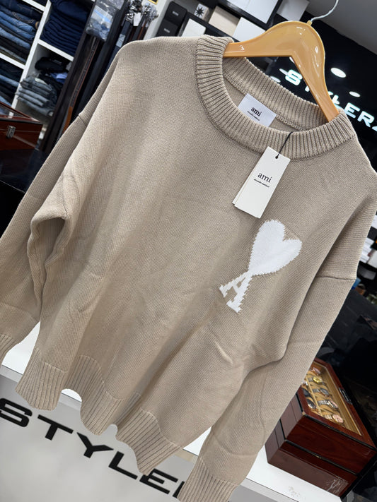 AM I PARIS BEIGE KNITTED PULLOVER