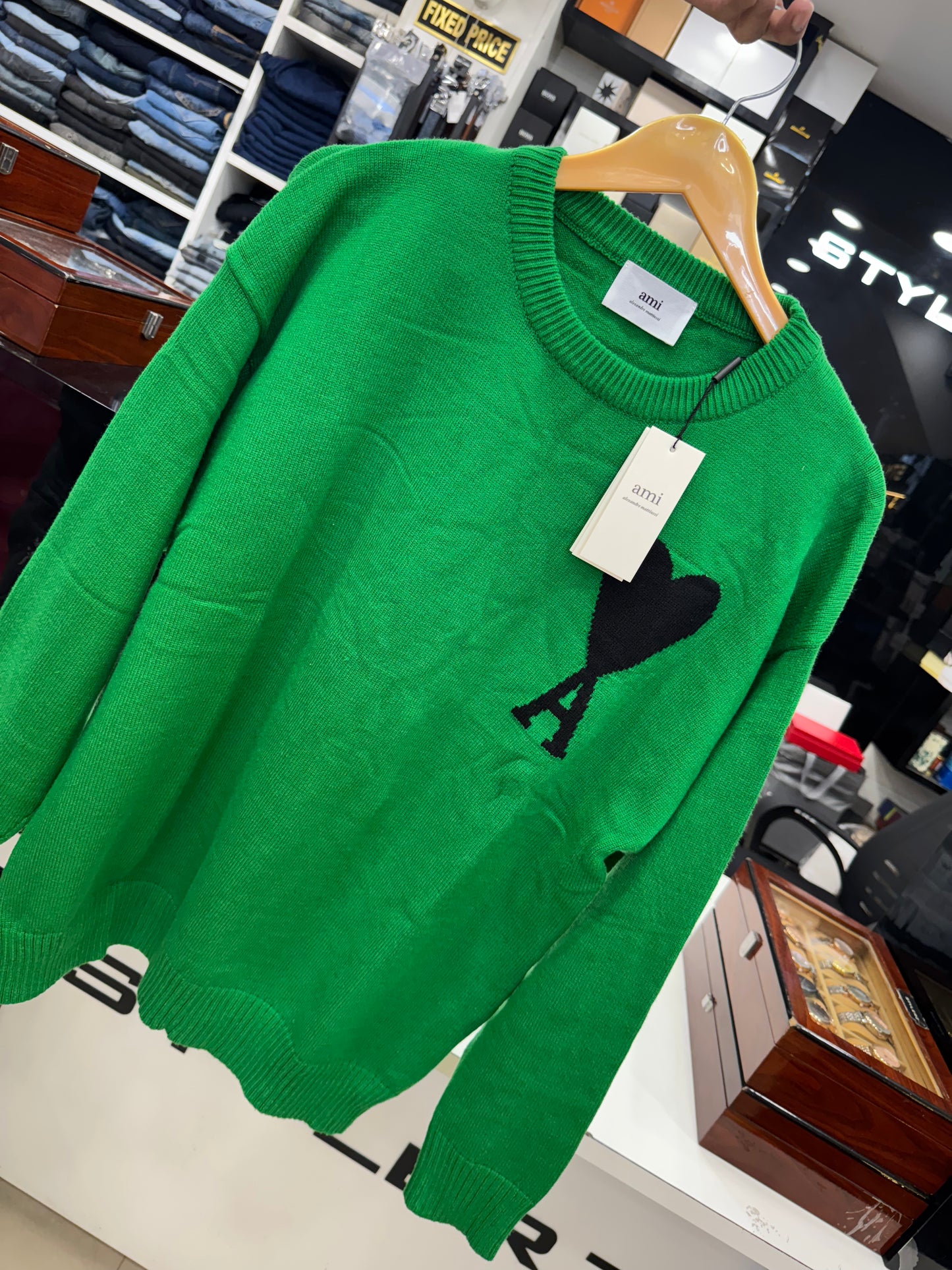 AM I PARIS GREEN KNITTED PULLOVER