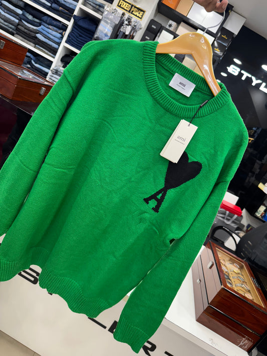 AM I PARIS GREEN KNITTED PULLOVER