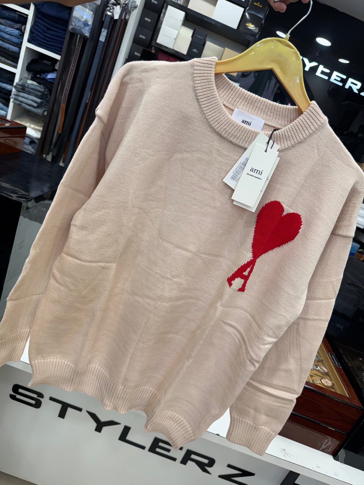 AM I PARIS LIGHT BEIGE KNITTED PULLOVER