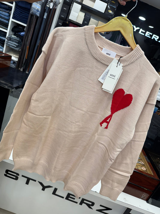 AM I PARIS LIGHT BEIGE KNITTED PULLOVER